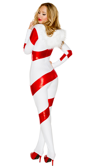 Candy Cane Hooded Catsuit Candy Cane Catsuit Candy Cane Costume 7115