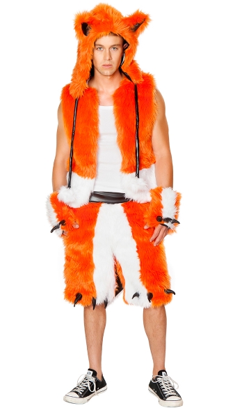 Men's Furry Fox Costume, Male Fox Costume, Mens Fox Halloween Costume