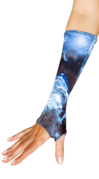 Blue Galaxy Fingerless Gloves, Blue Gloves
