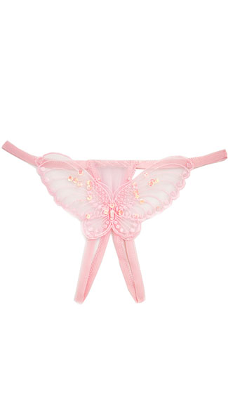 Sheer Butterfly Crotchless Thong Open Crotch Butterfly Thong Crotchless Butterfly Thong Sheer