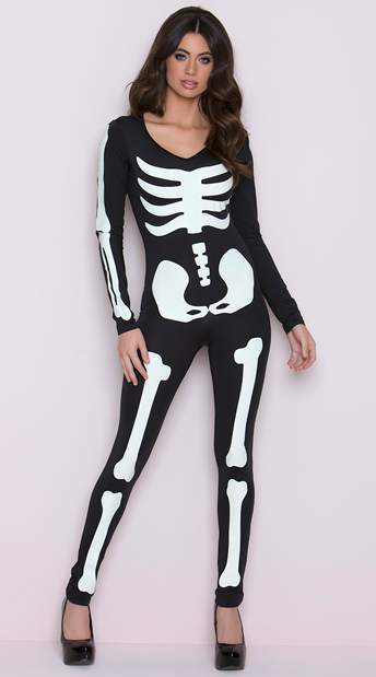 Glow In The Dark Skeleton Catsuit, Skeleton Bodysuit