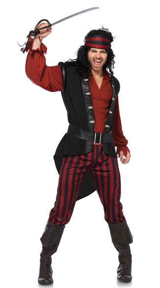 Mens Pillaging Pirate Costume Mens Pirate Costume Mens Red And Black Pirate Costume 7563