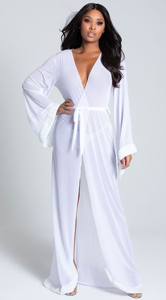 long sheer mesh robe