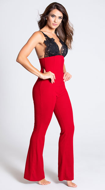 Lady Lace Bold Move Jumpsuit - Red/Black