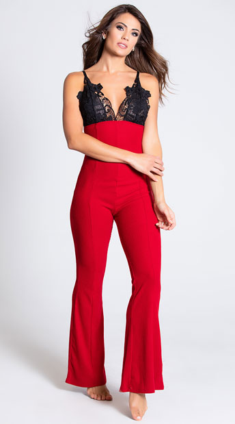 Lady Lace Bold Move Jumpsuit - Red/Black