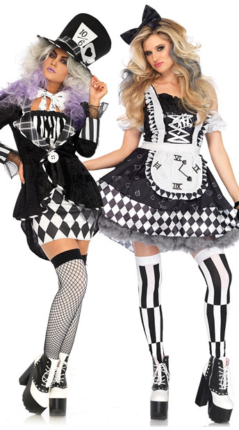 Dark Wonderland Duo Costume, Wonderland Mad Hatter Costume, Sexy Crazy ...