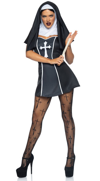 Naughty Nun Costume, Sexy Black Nun Costume-Yandy.com