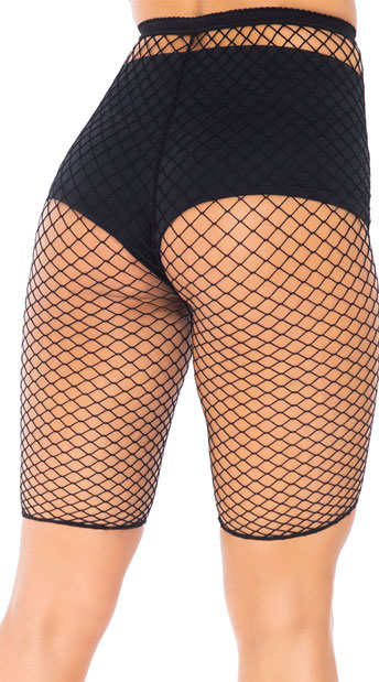 black fishnet biker shorts
