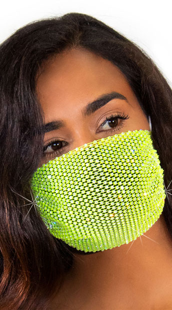 Harlow Mesh Face Mask, Rhinestone Face Covering - Yandy.com