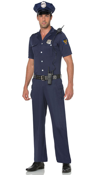 Men's Blue Police Officer Costume, Men's Cop Costume, Men's Police Costume