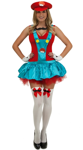 Red Playful Plumber Costume, Red Italian Plumber Costume, Video Game ...