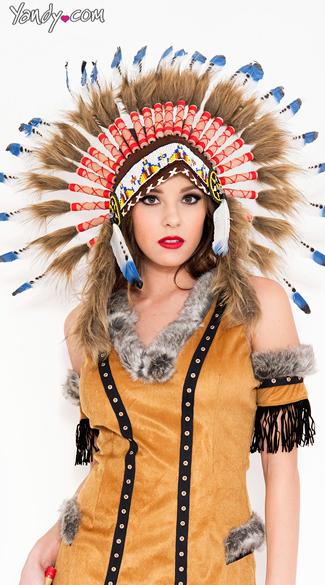 Indian Feather Headdress, Indian Chief Feather Headdress, Blue Indian ...