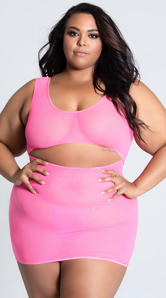plus size sheer mesh dress