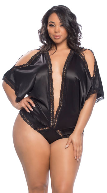 Plus Size Bridgette Satin Teddy Plus Size Satin Teddy