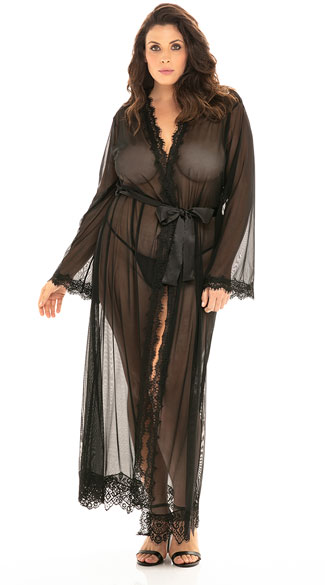 long black mesh robe