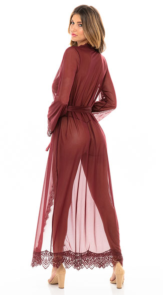 long pink mesh robe