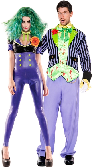 Evil Comic Villain Couples Costume, Comic Villainess Costume, Joker ...