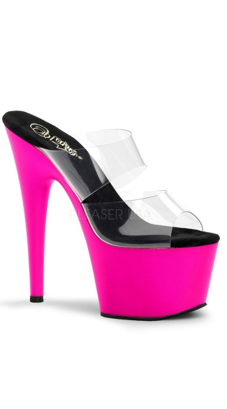 7 Inch Stiletto Heel Neon Bottom Platform Slide, 7