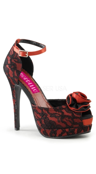 Bella Heel, Lace Shoes with Ankle Strap, Ankle Strap Pump