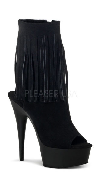 black fringe boots with heel