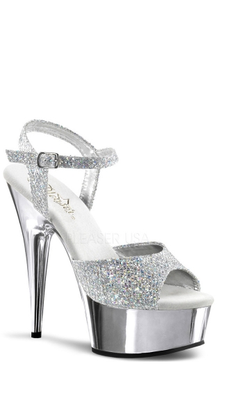 6 Inch Heel Chrome Platform Sandal, 6