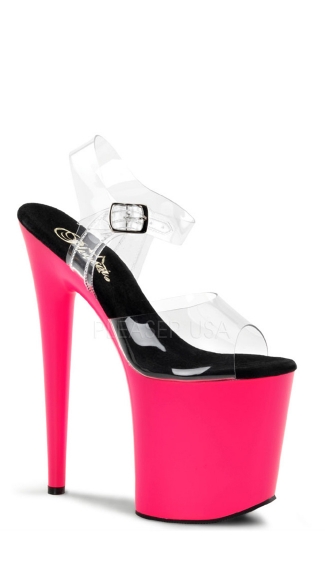 8 Inch Heel, 4 Inch Platform Ankle Strap Sandal, 8