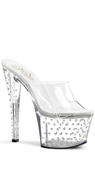 7 Inch Rhinestone Studded Platform Slide, 7