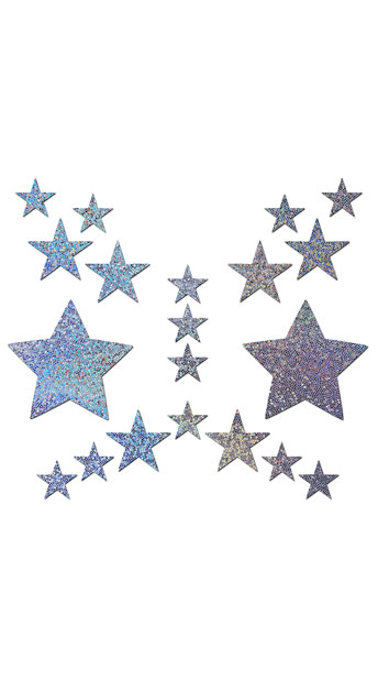 Silver Center Stage Star Pasties, Silver Star Pasties - Yandy.com