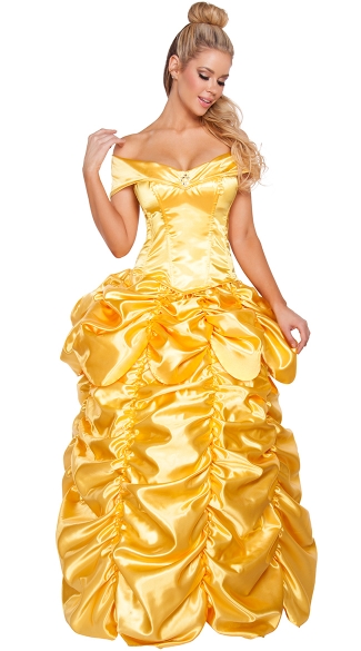 Beautiful Princess Belle 2-Piece Yellow Ball Gown Costume - DeluxeAdultCostumes.com