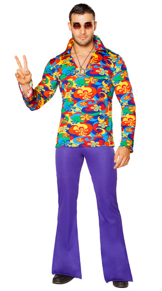 Men's Make Love Not War Costume, Men's Hippie Costume, Men's 60s Costume