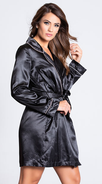pink and black satin robe