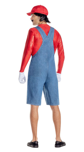 Men's Red Gamer Costume, Men's Video Game Plumber Costume - Yandy.com