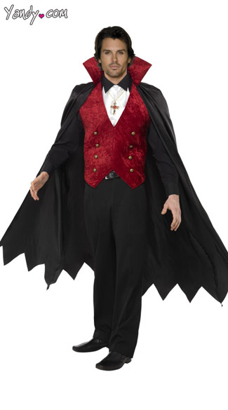 Vampire Cape and Vest, Vampire Costume Cape, Mens Vampire Cape