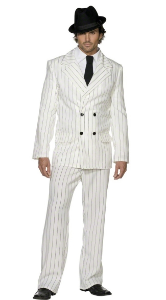 White Gangster Suit Set, Gangster Costume for Men, White Gangster Suit ...