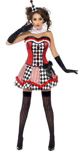 Naughty Circus Jester Costume, Female Jester Costume, Sexy Clown Costume