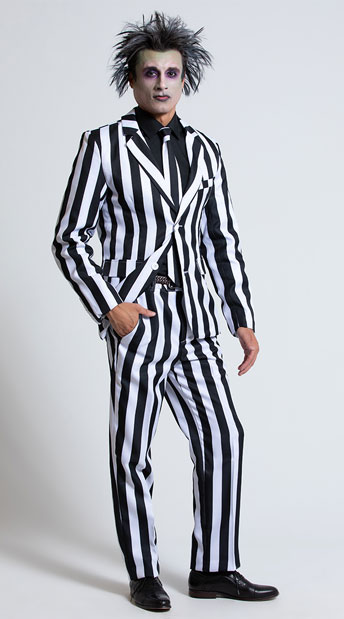 black and white striped suit mens