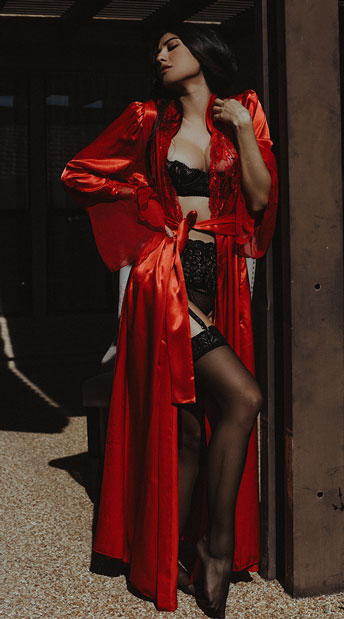 red satin robe