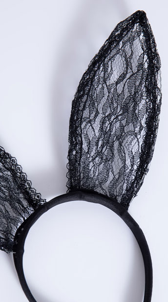 Black Lace Bunny Ear Headband, Black Bunny Ear Headband - Yandy.com