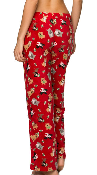 Holiday Dogs Fleece Pajama Pant, Red Fleece Pants, Dog Pajama Pants