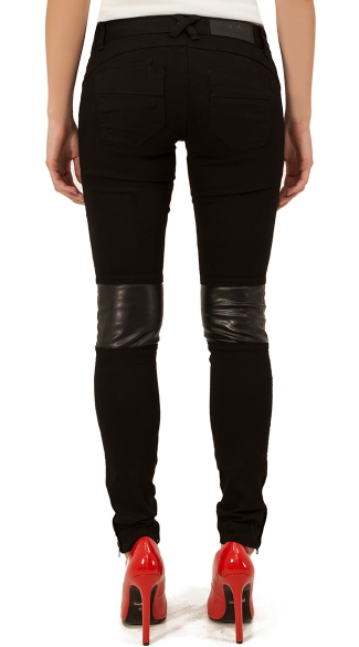 black leather jeans women's