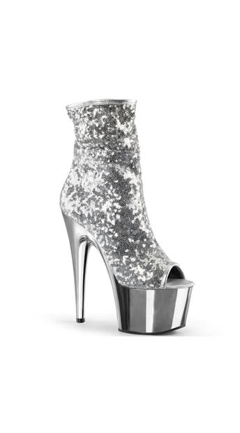 open toe sequin boots
