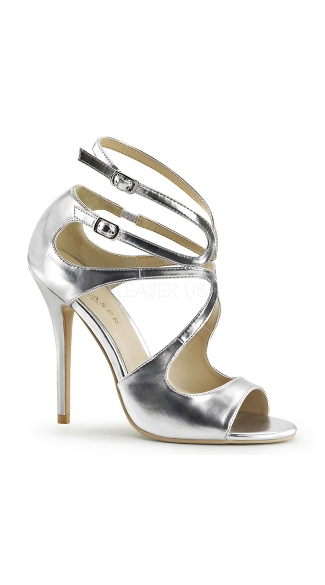 silver open toe stilettos