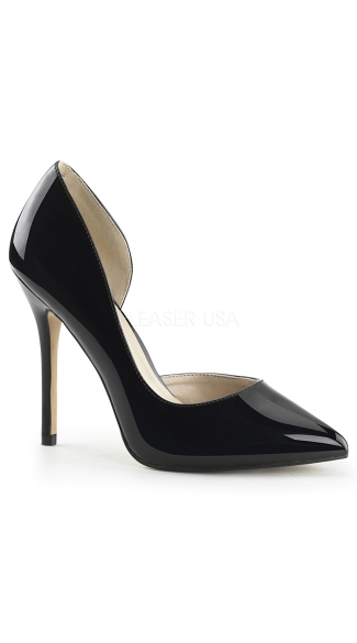 Glossy Pointy Toe Pump with Side Cut 