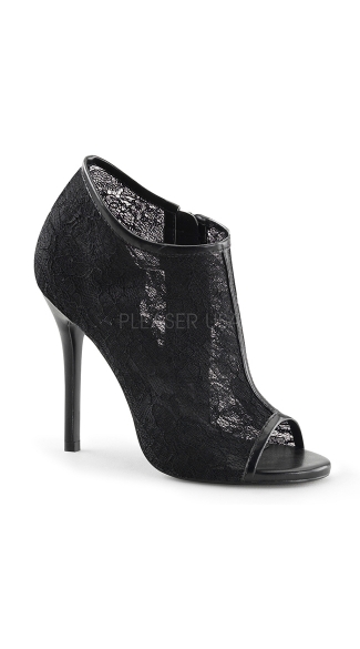 Netted Peep Toe Stiletto Bootie, Black Booties, White Booties