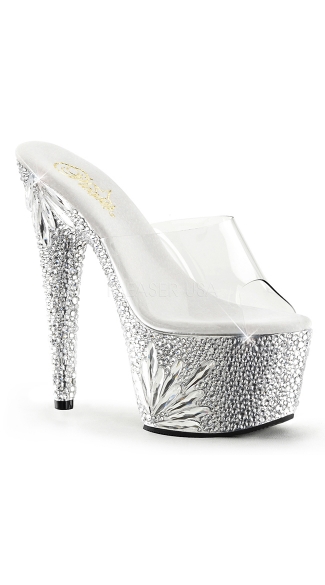 Silver Dipped Clear Platform Slide, Platform Heels for Women, Womens ...