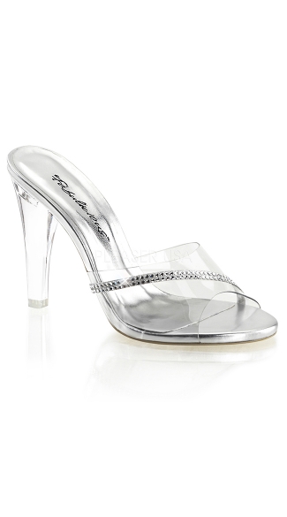 Clear Glass Slipper with Rhinestone Accent, Fashion High Heels, 4 Inch ...