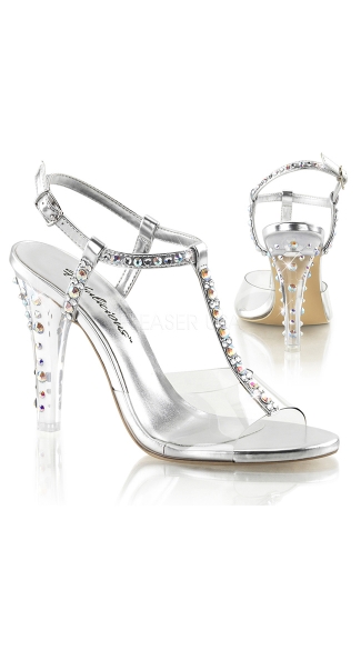 silver t strap pumps