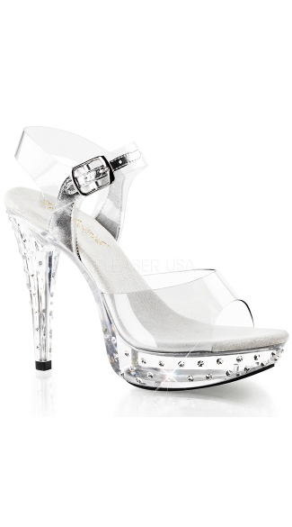 clear strap embellished heels