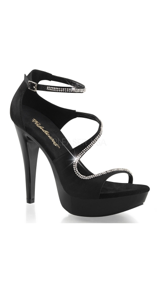 Rhinestone Embellished Strappy 5 Inch Heel, Platform Heel Shoes ...