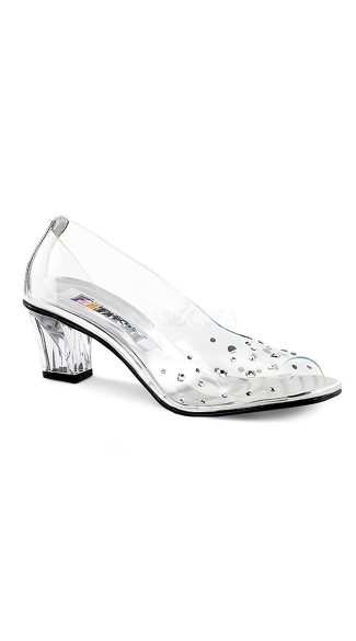 clear kitten heel pumps